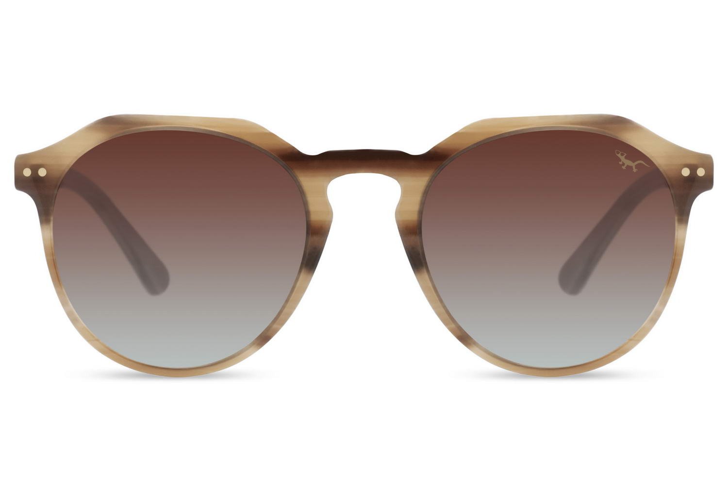 MALLORCA – Gafas de Sol Marrón Claro Round Keyhole Cristal Marrón Degradado