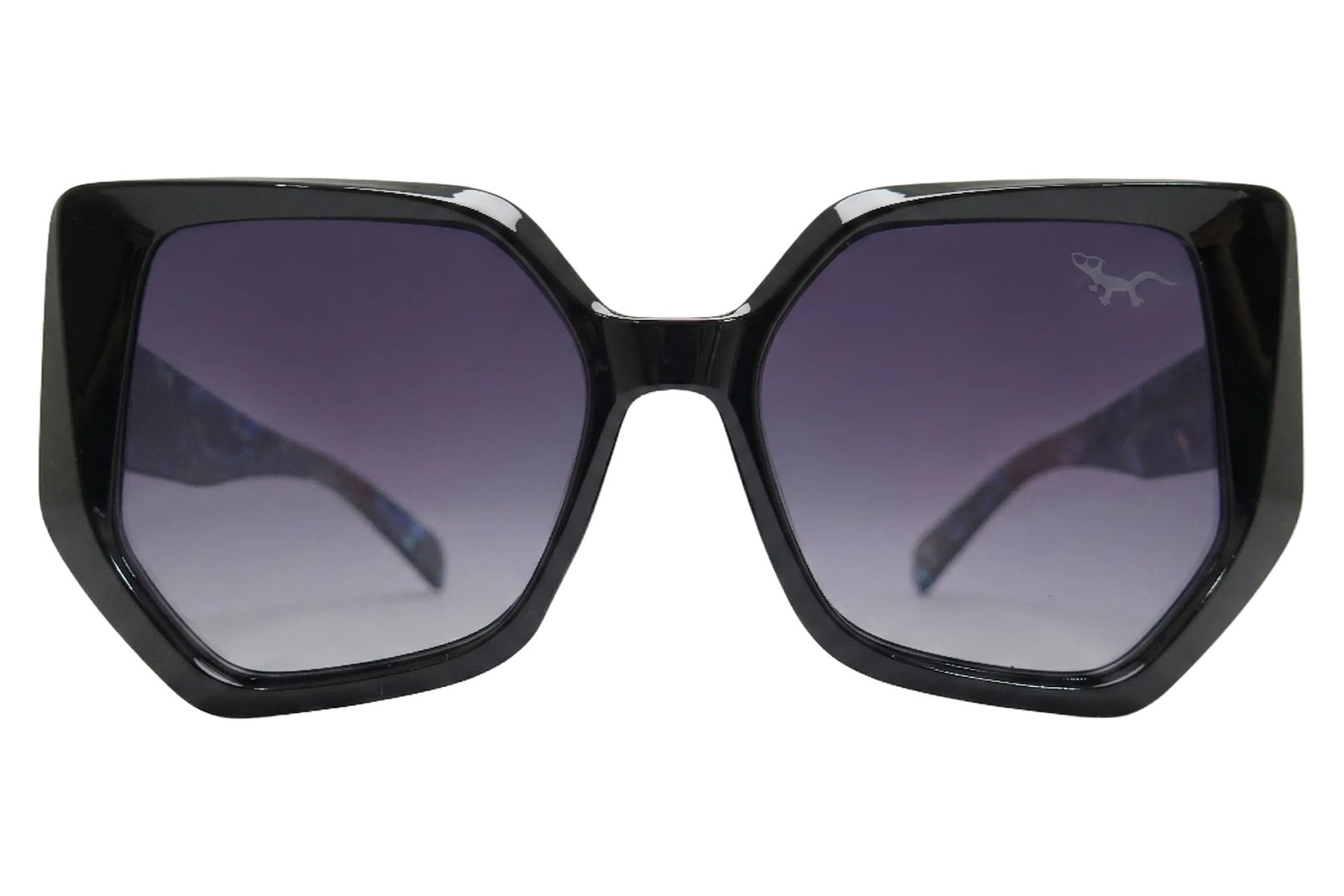 JAVA – Gafas de Sol Geométricas Negras con Patillas Azul